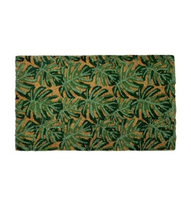Home, Home - Fussmatte Monstera - 75 x 45 cm - Dunkelgrün und Camel, 