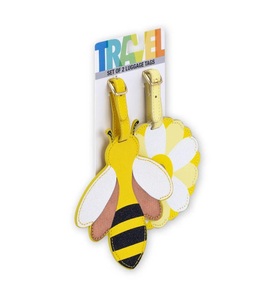 Tri-coastal, Tri-Coastal - 2er-Set Gepäck-Etikette Bee and Flower - Multicolor, 