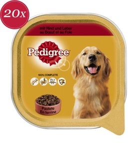 Pedigree, Pedigree Nassfutter Adult, Pedigree Nassfutter Adult mit Rind, 20 x 300 g