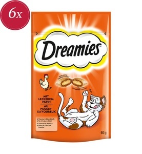 Dreamies, Dreamies Katzen-Snack mit, Dreamies Katzen-Snack mit Huhn, 6 x 60g