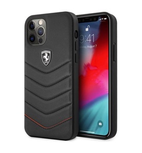 Apple, Ferrari - iPhone 12 Pro Max Off Track Quilted Echtleder Hardcase Schutzhülle (FEHQUHCP12LBK) - Schwarz, 