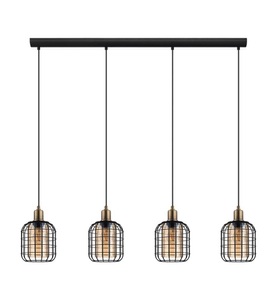 undefined, Eglo - Hängeleuchte Hl/4 E27 Schwarz 'Chisle, Hängeleuchte Chisle, schwarz/amber, vierflammig
