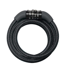 Masterlock, Masterlock 8143 Kombischloss schwarz 2019 Veloschlösser, Masterlock Spiralkabelschloss, mit voreingestelltem Zahlenschloss, schwarz