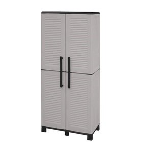 Artplast, Artplast - Outdoor-Aufbewahrungsschrank mit Besenhalterung - Hellgrau und Schwarz, Art Plast Gartenschrank Family F70/PS, Hellgrau