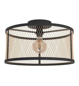 undefined, Eglo - Deckenlampe E27 Dellow - Schwarz und Hellbraun, Eglo Deckenlampe Dellow