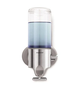 Simplehuman, Simplehuman BT1034 Einzelspender mit Wandhalterung, Simplehuman Seifenspender 444 ml, Silber/Transparent