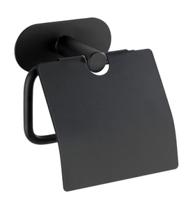 Wenko, Wenko - Turbo-Loc® Edelstahl Toilettenpapierhalter mit Deckel Orea Black Matt, WC-Rollenhalter aus rostfreiem Edelstahl, Toilettenpapierhalter aus Metall in Schwarz