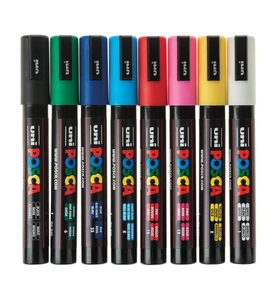 Mitsubishi, Uni-ball Marker POSCA PC-5M Grundfarben 8er Set, uni-ball Posca Marker, 1.8-2.5mm, PC-5M 8P, (8 Farben assortiert)