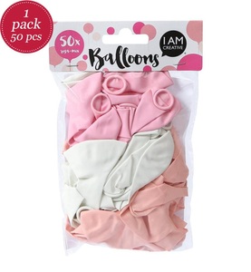 I am Creative, Luftballons, rosa/weiss, 50 S., I AM CREATIVE Luftballon Mehrfarbig, 50 Stück