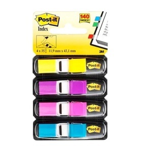 POST-IT, Post-it Haftmarker 7000052572 4 Block/Pack. Gelb, Lila, Pink, Türkis, 3M Post-it Index Mini, 11.9mm x 43.2mm, 3-farbig, 225 Blatt, 4-farbig, 683-4AB, (4 x 35 Tabs)