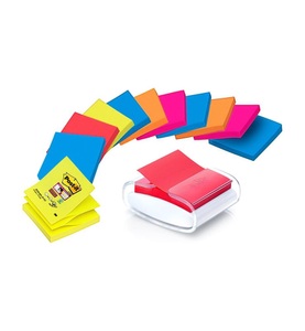 3m, 3M - ™ - Post-it® Super Sticky Z-Notes, Spender PRO-W12N, 3M Post-it Super Sticky Dispenser, 76mm x 76mm, 5 Farben, PRO-W12N, (12 x 90 Blatt)
