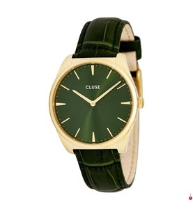 Cluse, Cluse - Leder-Armbanduhr Feroce - Grün und Gold, 