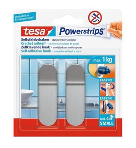 Tesa, tesa Haken Powerstrips SMALL Metall, 1, Tesa Powerstrips Haken Small | 6.8 × 2.1 cm | 2 Stück