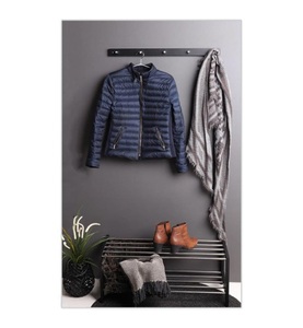House nordic, House Nordic - Wand-Garderobe Padova - Schwarz, House Nordic - Garderobenleiste holz, One Size, Schwarz