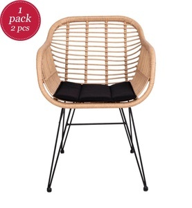 House Nordic - 2er-Set Sessel Trieste - Beige und Schwarz