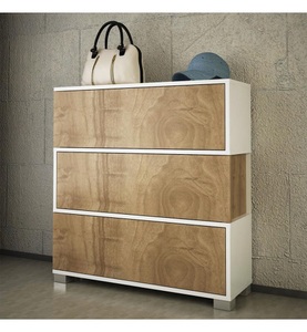 Home, Home - Schuhschrank Napolyon - Weiss und Beige, Woody Fashion Schuhregal Napolyon 90 x 93 x 30 cm, Walnuss/Weiss