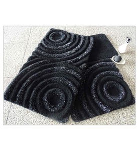Home, Home - Badematte Wave - 3 Artikel - Schwarz und Weiss, 