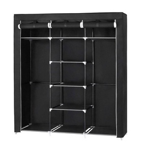 SONGMICS, Songmics - Groß XXL Kleiderschrank Faltschrank Wäscheschrank mit 2 Hakenstange 175 x 150 x 45 cm Drei hochrollbare Türen (Schwarz) RYG12B, SONGMICS Regal »150 cm x 175 cm, Schwarz«