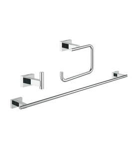 Grohe, GROHE Bad-Accessoire Set Bad Essentials Cube 3in1, GROHE Badezimmer-Set Essentials Cube Chrom, 4 in 1