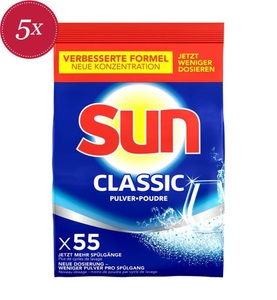 Sun, Sun - 5x Geschirrspülmittel-Pulver Beutel Classic - 5 x 950 g, SUN Active Clean Classic Geschirrspülpulver