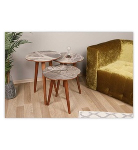undefined, Home - Nesting Tisch Kate - Grau Weiß Nussbaum, 