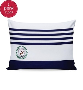 Beverly hills polo club, Beverly Hills Polo Club - 2er-Set Kopfkissenbezüge - 60 x 60 cm - Weiss und Marinblau, 