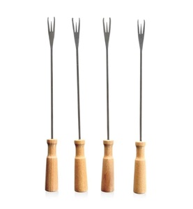 Boska, Boska - 4er-Set Fondue-Gabeln Oslo - Hellbraun, Fonduegabeln Oslo braun Edelstahl Holz 285mm