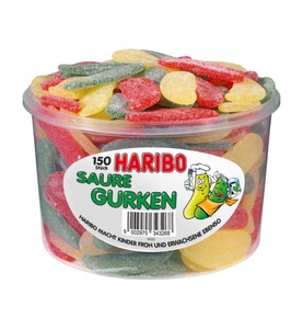 HARIBO, Haribo Sauergurken, 1,2 kg, Haribo Saure Gurken Dose, 1,2 kg