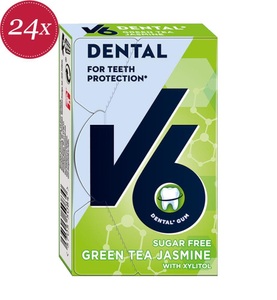 V6, V6 Dental Care Kaugummi Green Tea Jasmine (24 Stück), V6 Dental Care Grüner Tee / Jasmin Box (24 Stk)