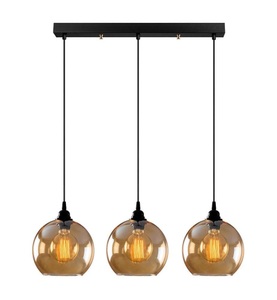 Home, Home - Hängelampe - Schwarz, Hängelampe Gold 022 3-flammig linear Glas Ø20cm