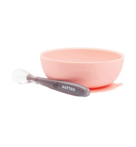 Nattou, Nattou - SILIKON Schüssel mit Löffel rosa-aubergine, 