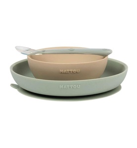undefined, Nattou - SILIKON Esslernset 3-teilig sand-grün, 