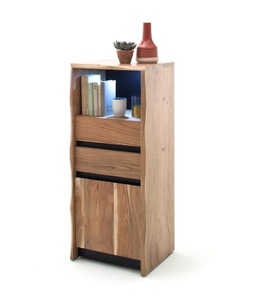 Mca furniture, Mca Furniture - Kommode - Braun, MCA living Hochkommode »Calabria«, Massivholz Vintage in Akazie Natur lackiert, Artikel montiert