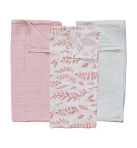 undefined, Bébé Au Lait - Pucktuch Classic Muslin 3er Pack Pink Leaves, 