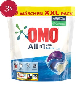 Omo, Omo - Allin1 Caps Active Clean - 3x 70 Stück, 