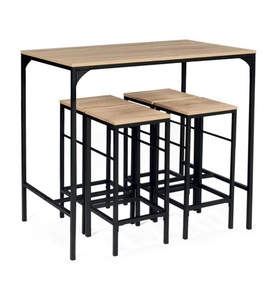 Idomya, Idomya - Ensemble Bartisch & Stühle Memphis - Schwarz und Braun, 