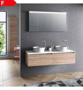 Tft, TFT - Home Furniture - Ensemble Doppel-Waschbecken 6-teilig PERTH - Heller Tabak, 