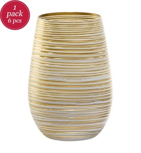 Stölzle, Stölzle - 6-teiliges Gläser-Set Twister - Gold und Weiss, Twister meets Elements Longdrinkbecher 465ml, Weiss-Gold