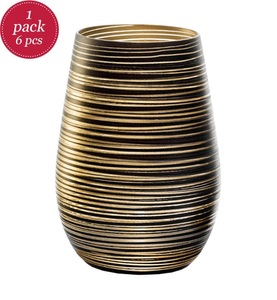 Stölzle, Stölzle - 6-teiliges Gläser-Set Twister - Gold und Schwarz, Twister meets Elements Longdrinkbecher 465ml, Schwarz-Gold