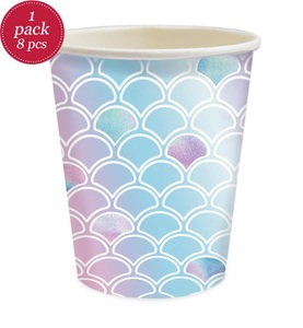 ScrapCooking, Scrapcooking - 8er-Set Becher Sirene - Blau und Hellviolett, 8er Set Pappbecher Meerjungfrau 250ml