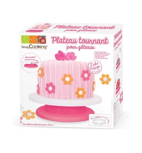 ScrapCooking, Scrapcooking - Drehteller 28 cm - Weiss und Rosa, Kuchenständer drehbar, Ø 28 cm