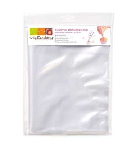 ScrapCooking, Scrapcooking - 6er-Set Spritzbeutel Duo - Transparent, 6 Stk. Einwegspritzbeutel mit zwei Kammern 30x25cm