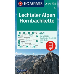 Kompass-Karten, KOMPASS Wanderkarte 24 Lechtaler Alpen, Hornbachkette 1:50.000, KOMPASS Wanderkarte 24 Lechtaler Alpen, Hornbachkette 1:50.000