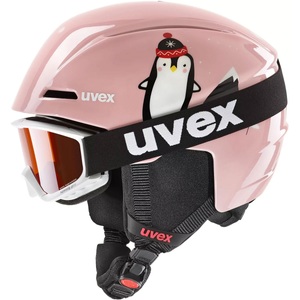 Uvex, viti Kinder Skihelm + Brille, Uvex Viti Set Skihelm - pink penguin (Grösse: 46-50)