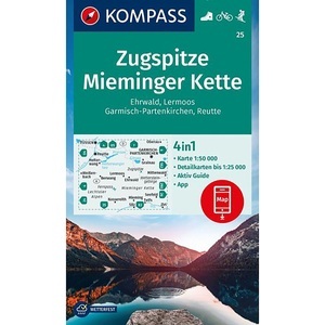 Kompass Verlag, Kompass Verlag WK 25 Zugspitze - Mieminger Kette, KOMPASS Wanderkarte 25 Zugspitze, Mieminger Kette, Ehrwald, Lermoos, Garmisch-Partenkirchen, Reutte 1:50.000