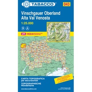 Tabacco, Tabacco Vinschgauer Oberland 043 Wanderkarte, Tabacco Vinschgauer Oberland 043 Wanderkarte