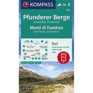 Kompass Verlag, Kompass Verlag WK 081 Pfunderer Berge, KOMPASS Wanderkarte 081 Pfunderer Berge/Monti di Fundres 1:25.000