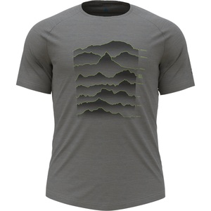 Odlo, Odlo Herren Ascent PW 130 Swiss Peaks T-Shirt, Odlo Performance Wool Light Sunrise - T-Shirt - Herren Grey Melange / Sharp Green S