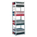 META Aktenregal GF, doppelseitig, mit Abdeckboden, FL 80 kg, lichtgrau, HxBxT 1.850 x 1.000 x 600 mm