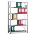 META Aktenregal GF, einseitig, mit Abdeckboden, FL 80 kg, lichtgrau, HxBxT 2.200 x 1.250 x 300 mm